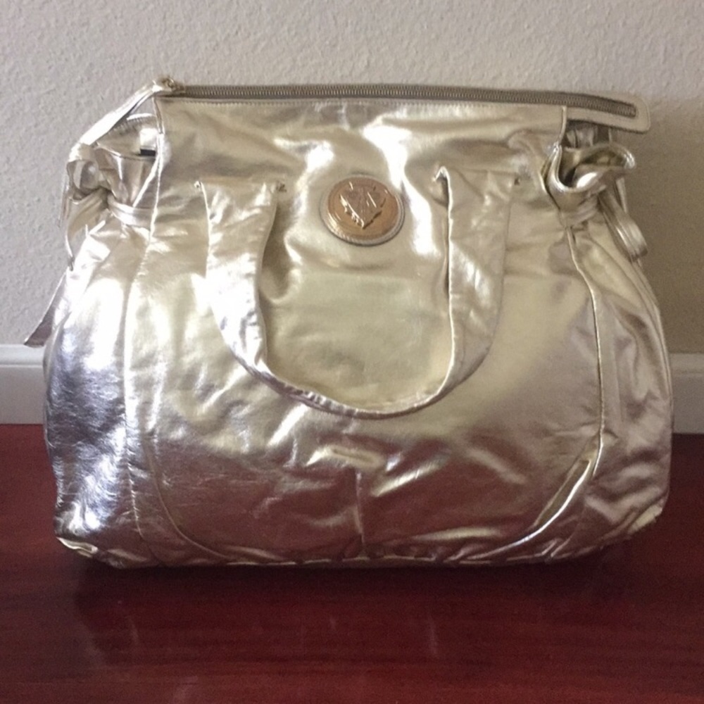 AUTHENTIC LARGE GOLD METALLIC GUCCI HYSTERIA PURSE XL BAG